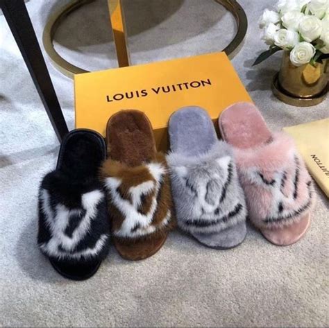 louis vuitton bed slippers|fluffy Louis Vuitton slippers.